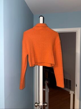 H&M Ribbed Cropped Turtleneck Sweater - Orange